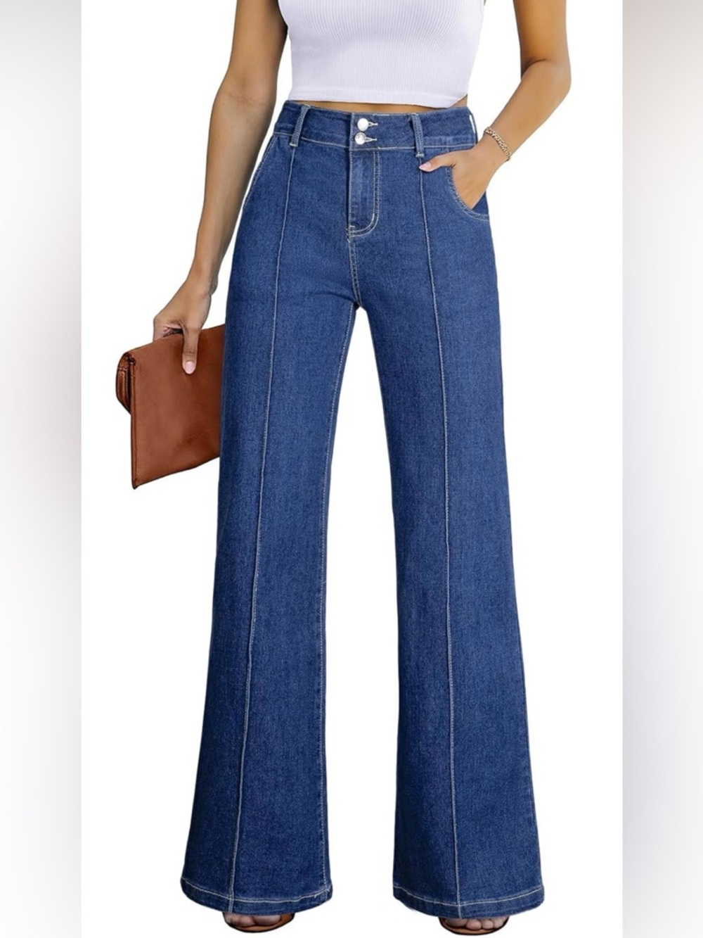 Sidefeel Womens Wide Leg Jeans Casual Baggy High Waisted Stretch Denim Pants